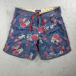Patagonia Board Shorts Mens 38 Blue Wavefarer‎ Floral Hawaiian Tropical Surf